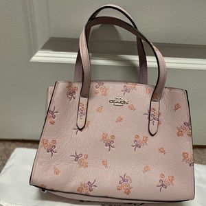 Pink Leather Flower Coach Purse